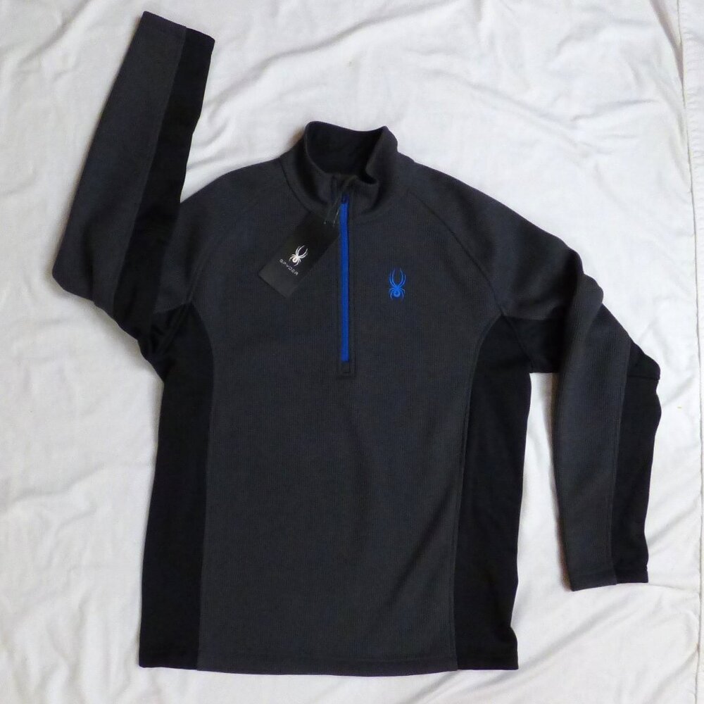SPYDER NWT Outdoor Quarter Zip Sweater Dark Grey & Black